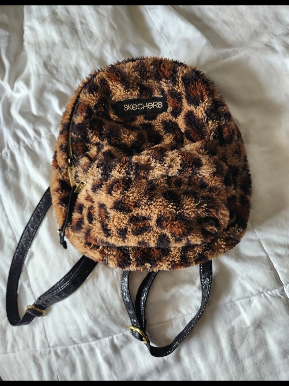Skechers Faux Fur Leopard Mini Backpack - Brown/Black